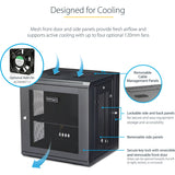 StarTech.com 4-Post 12U Wall Mount Network Cabinet, 19" Hinged Wall-Mounted Server Rack for IT Equipment, Flexible Lockable Rack Enclosure — RK12WALHM