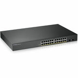 ZYXEL GS1900-24HPv2 24-Port Gigabit Smart Managed PoE Switch | 24 PoE+ Ports at 170W with 2 SFP Uplinks | TAA Compliant — GS1900-24HPV2