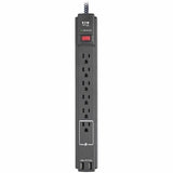 Eaton Tripp Lite Series Safe-IT 6-Outlet Surge Protector, 2 USB Charging Ports, 10 ft. Cord, 5-15P Plug, 990 Joules, Antimicrobial Protection, Black — TLP610BUAM