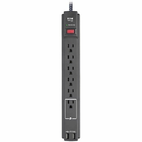 Eaton Tripp Lite Series Safe-IT 6-Outlet Surge Protector, 2 USB Charging Ports, 10 ft. Cord, 5-15P Plug, 990 Joules, Antimicrobial Protection, Black — TLP610BUAM
