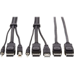 Eaton Tripp Lite Series Dual DisplayPort KVM Cable Kit - DP, USB, 3.5 mm Audio (3xM/3xM) + DP (M/M), 4K, 4:4:4, 10 ft. (3.05 m), Black — P783-010-DP