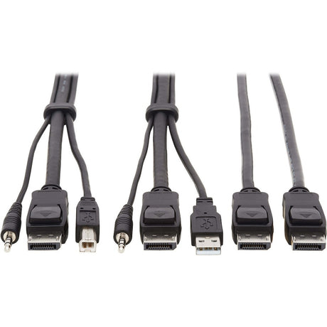 Eaton Tripp Lite Series Dual DisplayPort KVM Cable Kit - DP, USB, 3.5 mm Audio (3xM/3xM) + DP (M/M), 4K, 4:4:4, 10 ft. (3.05 m), Black — P783-010-DP