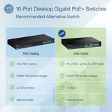 TRENDnet 18-Port Gigabit PoE+ Switch, 16 x 30W PoE+ Ports, 2 Gigabit SFP Slots, 240W PoE Budget, 36Gbps Switching Capacity, 1U 19" Rack Mountable, Lifetime Protection, Black, TPE-TG182