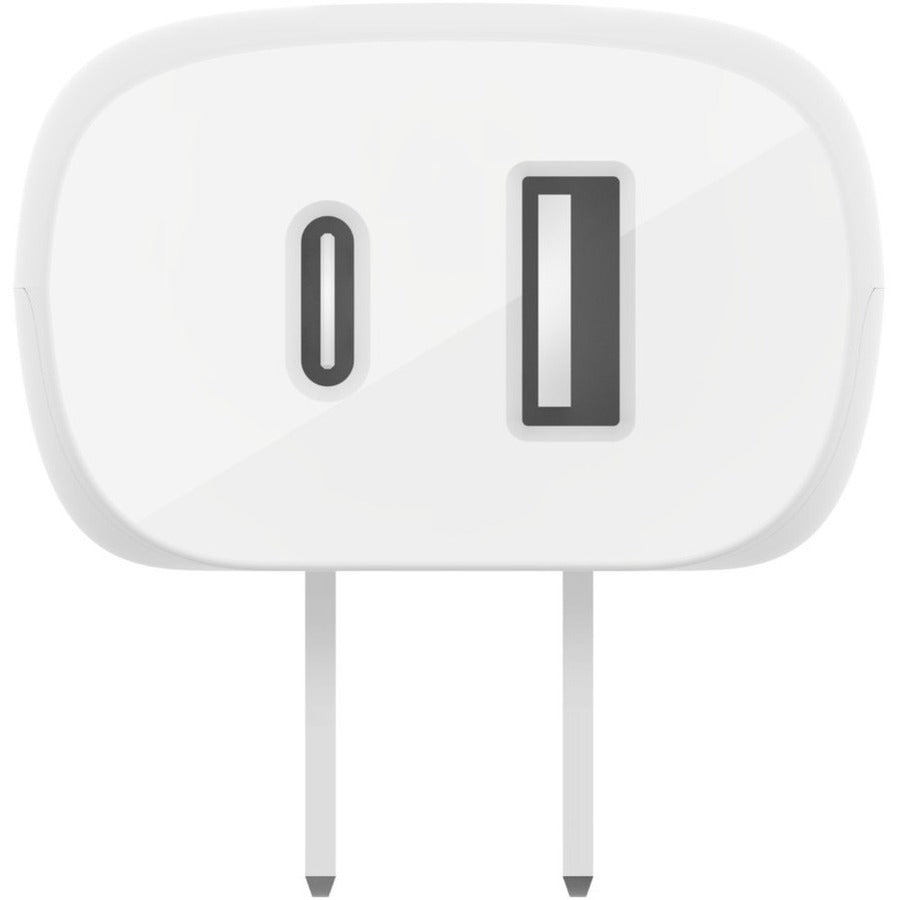 Belkin BoostCharge Dual Wall Charger with PPS (USB-C Cable with Lightning Connector included) - Power Adapter — WCB007dq1MWH-B5