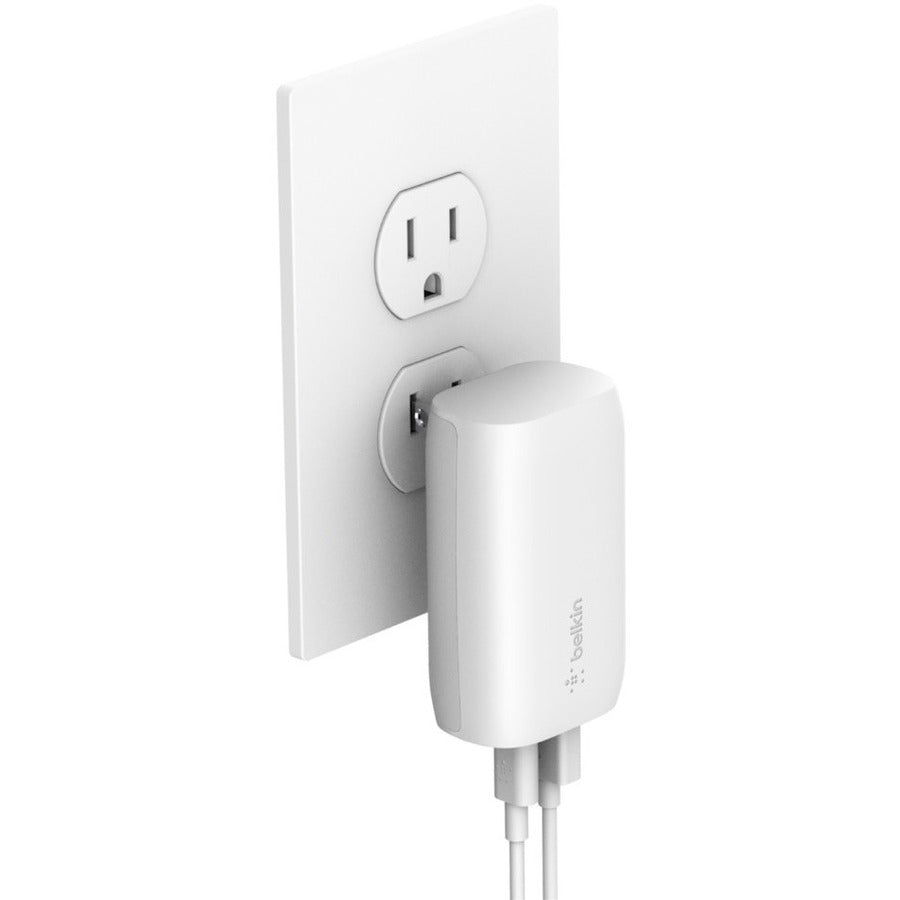 Belkin BoostCharge Dual Wall Charger with PPS (USB-C Cable with Lightning Connector included) - Power Adapter — WCB007dq1MWH-B5
