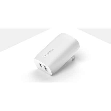 Belkin BoostCharge Dual Wall Charger with PPS (USB-C Cable with Lightning Connector included) - Power Adapter — WCB007dq1MWH-B5