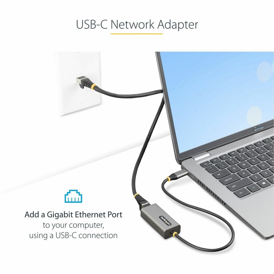 StarTech.com USB-C to Ethernet Adapter, 10/100/1000 Mbps, Gigabit Network Adapter, ASIX AX88179A, 1ft/30cm Cable, Windows/macOS/Linux — US1GC30B2