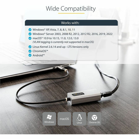 StarTech.com USB-C to Ethernet Adapter, 10/100/1000 Mbps, Gigabit Network Adapter, ASIX AX88179A, 1ft/30cm Cable, Windows/macOS/Linux — US1GC30B2