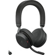 Jabra Evolve2 75 Wireless On-ear Stereo Headset - USB-C - For MS Teams - With Charging Stand - Black - Binaural - Ear-cup - 3000 cm - Bluetooth - 20 Hz to 20 kHz - MEMS Technology Microphone - Noise Cancelling — 27599-999-889
