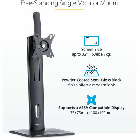 StarTech.com Free Standing Single Monitor Mount, Height Adjustable Ergonomic Monitor Desk Stand, For VESA Mount Displays up to 32" (15lb) — FPPNEUSTND