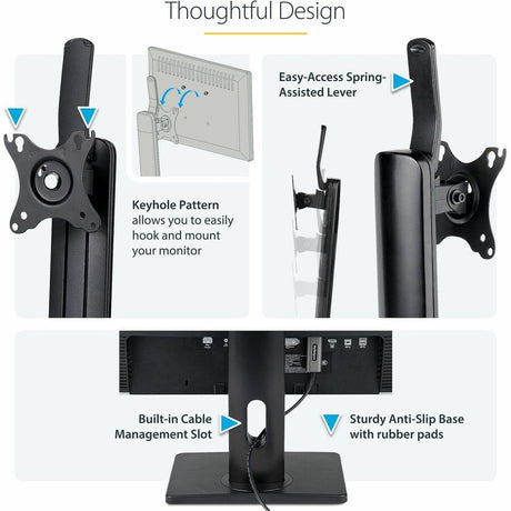 StarTech.com Free Standing Single Monitor Mount, Height Adjustable Ergonomic Monitor Desk Stand, For VESA Mount Displays up to 32" (15lb) — FPPNEUSTND