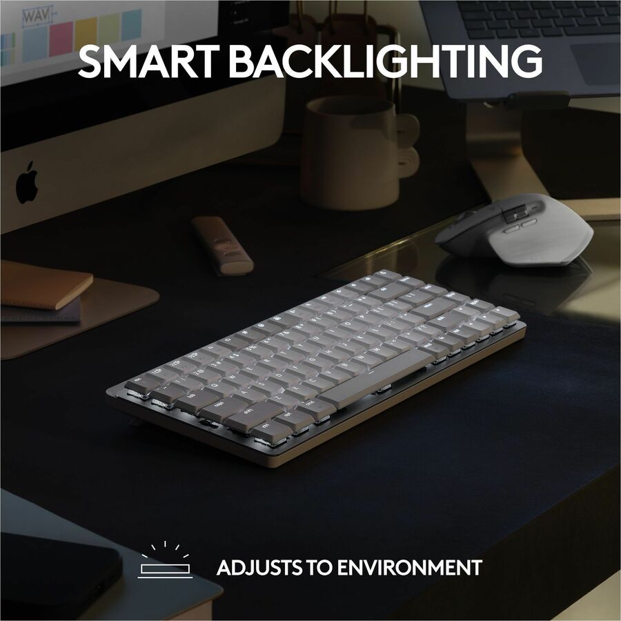 Logitech MX Mechanical Mini for Mac Wireless Illuminated Keyboard, Low-Profile Switches, Tactile Quiet Keys, Space Gray — 920-010831