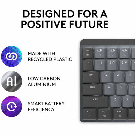 Logitech MX Mechanical Mini for Mac Wireless Illuminated Keyboard, Low-Profile Switches, Tactile Quiet Keys, Space Gray — 920-010831