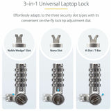 StarTech.com Universal Laptop Lock 6.6ft, Security Cable For Notebook Compatible w/Noble Wedge&reg;/Nano/K-Slot; Keyless Combo. Locking Cable — UNIVC4D-LAPTOP-LOCK