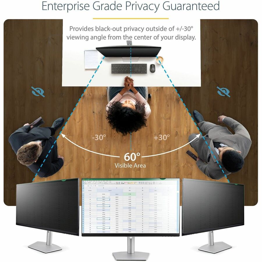 StarTech.com 28-inch 16:9 Computer Monitor Privacy Filter, Anti-Glare Privacy Screen w/51% Blue Light Reduction, +/- 30 deg. View Angle — 2869-PRIVACY-SCREEN