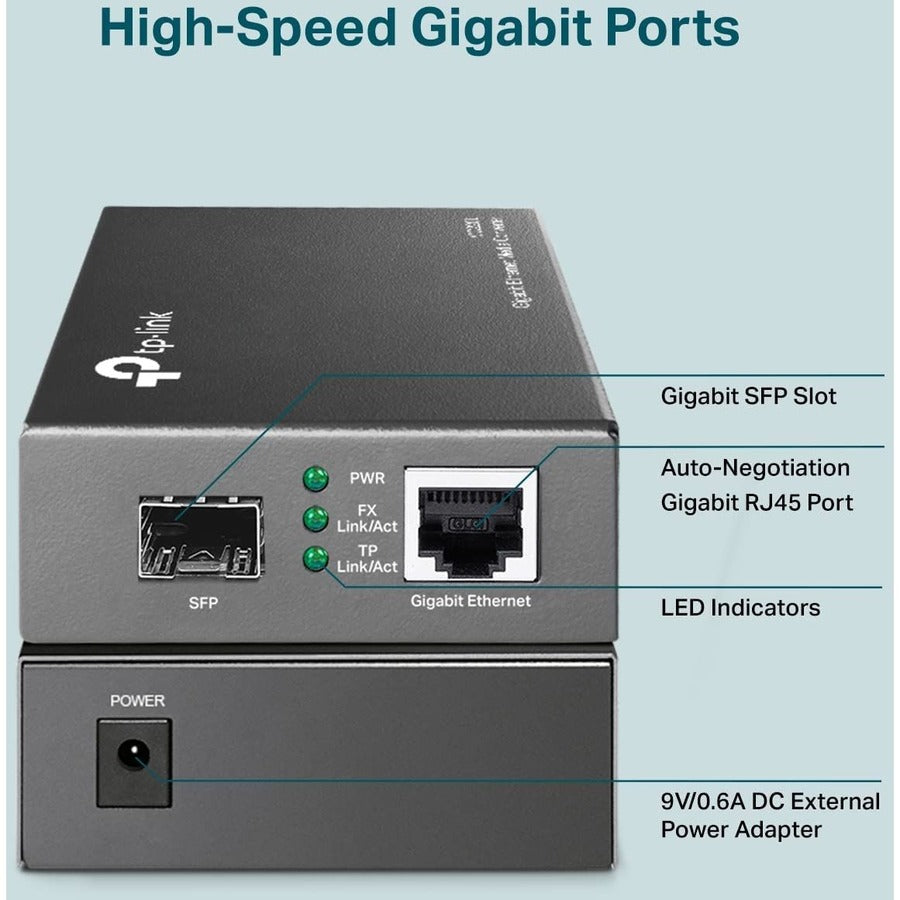 TP-LINK MC220L - Gigabit SFP to RJ45 Fiber Media Converter — MC220L