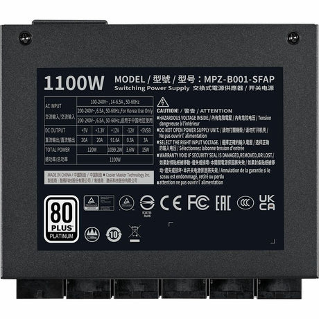 Cooler Master V SFX Platinum 1100 MPZ-B001-SFAP-B 750W Power Supply — MPZ-B001-SFAP-BUS