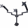 StarTech.com Triple Monitor Desk Mount For Up To Three 27in Screens, VESA 75x75/100x100, Tool-Less Arm Adjustments, C-Clamp/Grommet — 3MP2AG-MONITOR-ARM