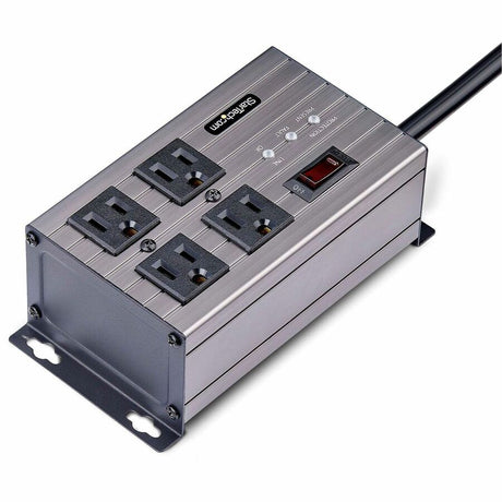 StarTech.com 4-Outlet Industrial Power Strip 125V/15A, EMI/RFI Isolation, Surge Protection, Mountable PDU, 8ft NEMA 5-15P Cord, UL Listed — 4N515S8-POWER-STRIP