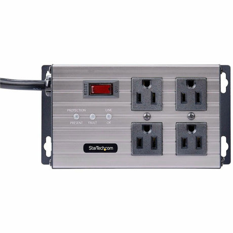 StarTech.com 4-Outlet Industrial Power Strip 125V/15A, EMI/RFI Isolation, Surge Protection, Mountable PDU, 8ft NEMA 5-15P Cord, UL Listed — 4N515S8-POWER-STRIP