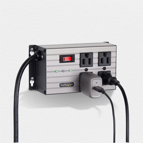 StarTech.com 4-Outlet Industrial Power Strip 125V/15A, EMI/RFI Isolation, Surge Protection, Mountable PDU, 8ft NEMA 5-15P Cord, UL Listed — 4N515S8-POWER-STRIP