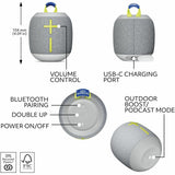 Ultimate Ears WONDERBOOM 4 Portable Waterproof Bluetooth Speaker With Big Bass and 360-Degree Sound, Dustproof Floating Speaker With 131ft (40m) Range, Gray — 984-001879