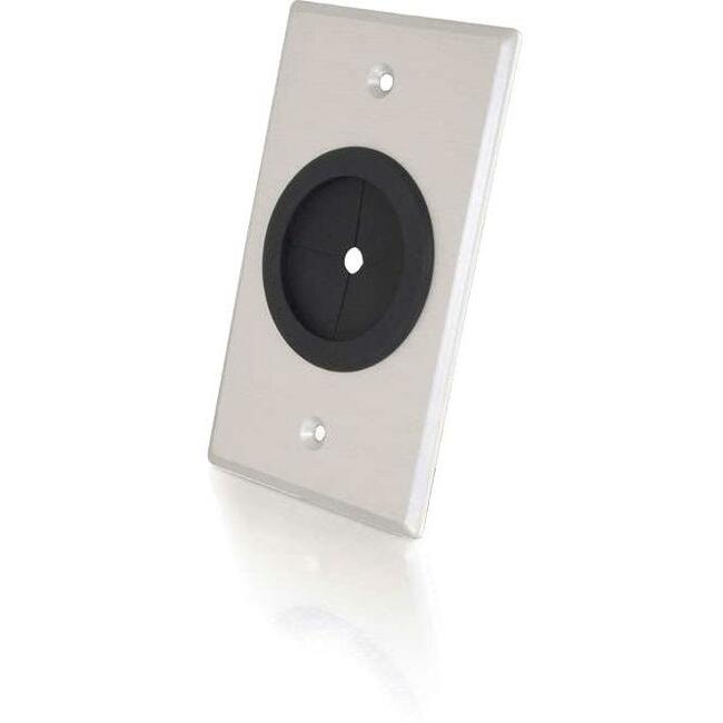 C2G 1.5in Grommet Cable Pass Through Single Gang Wall Plate - Brushed Aluminum — 40489
