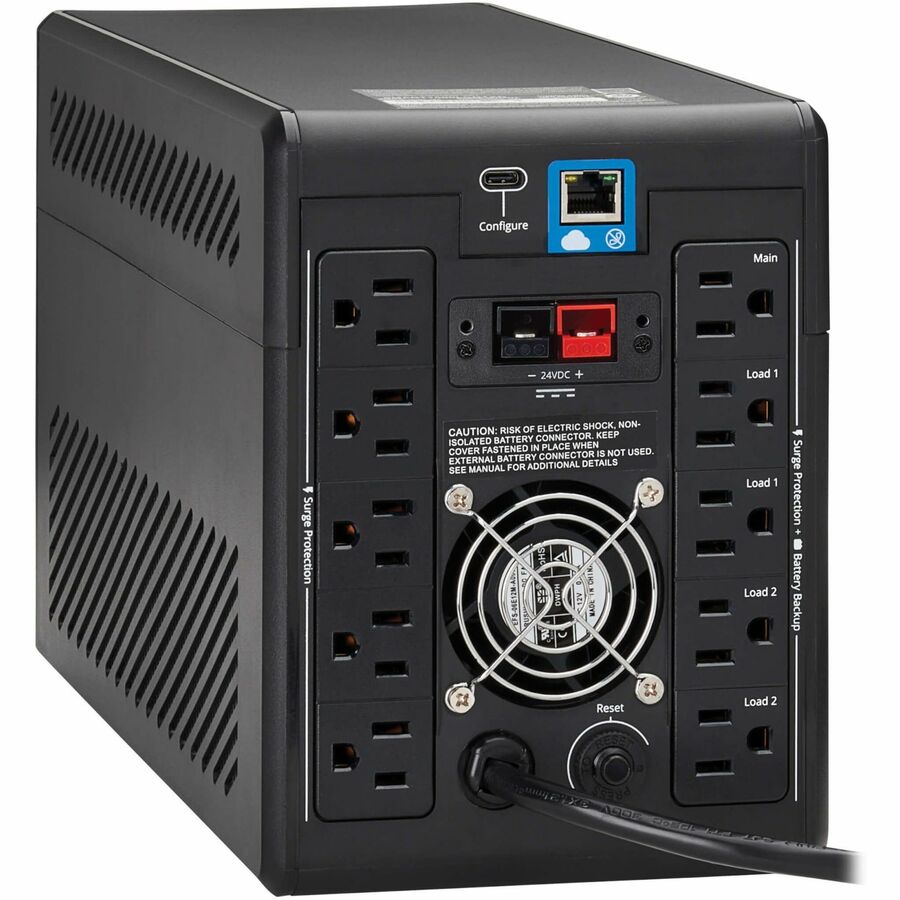 Eaton Tripp Lite Series 1440VA 1000W 120V Line-Interactive Cloud-Connected UPS with Remote Monitoring - 10 NEMA 5-15R Outlets (5 Surge + 5 Surge and Battery Backup), Extended Run, LCD, 5-15P Plug, Tower — SMART1500LCDTXC