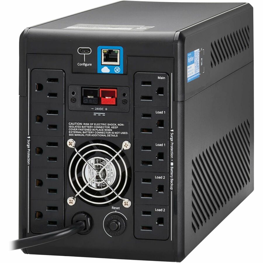 Eaton Tripp Lite Series 1440VA 1000W 120V Line-Interactive Cloud-Connected UPS with Remote Monitoring - 10 NEMA 5-15R Outlets (5 Surge + 5 Surge and Battery Backup), Extended Run, LCD, 5-15P Plug, Tower — SMART1500LCDTXC