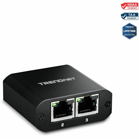 TRENDnet 2-Port Gigabit Splitter with USB Type C Power, TEG-102S, Splits One Network Connection Into Two, Ethernet Splitter, USB Type C Power Cable Included, NDAA & TAA Compliant — TEG-102S