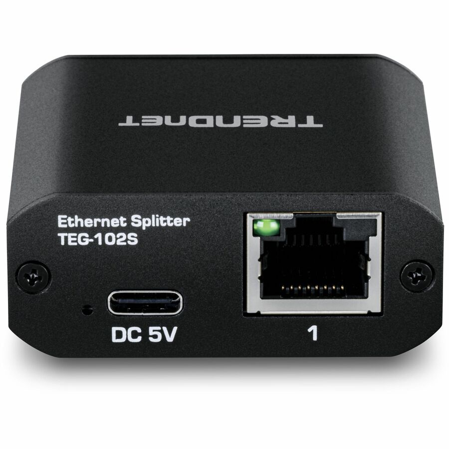 TRENDnet 2-Port Gigabit Splitter with USB Type C Power, TEG-102S, Splits One Network Connection Into Two, Ethernet Splitter, USB Type C Power Cable Included, NDAA & TAA Compliant — TEG-102S