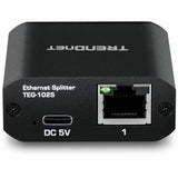 TRENDnet 2-Port Gigabit Splitter with USB Type C Power, TEG-102S, Splits One Network Connection Into Two, Ethernet Splitter, USB Type C Power Cable Included, NDAA & TAA Compliant — TEG-102S