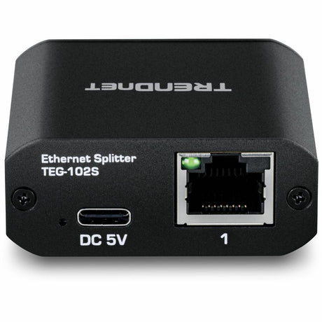 TRENDnet 2-Port Gigabit Splitter with USB Type C Power, TEG-102S, Splits One Network Connection Into Two, Ethernet Splitter, USB Type C Power Cable Included, NDAA & TAA Compliant — TEG-102S