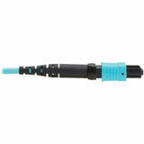 Eaton Tripp Lite Series 100G Multimode 50/125 OM4 Fiber Optic Cable (12F MPO/MPO-PC F/F), Type-B Polarity, OFNP, Aqua, 1 m (3.3 ft.), TAA — N845B-01M-12TAA