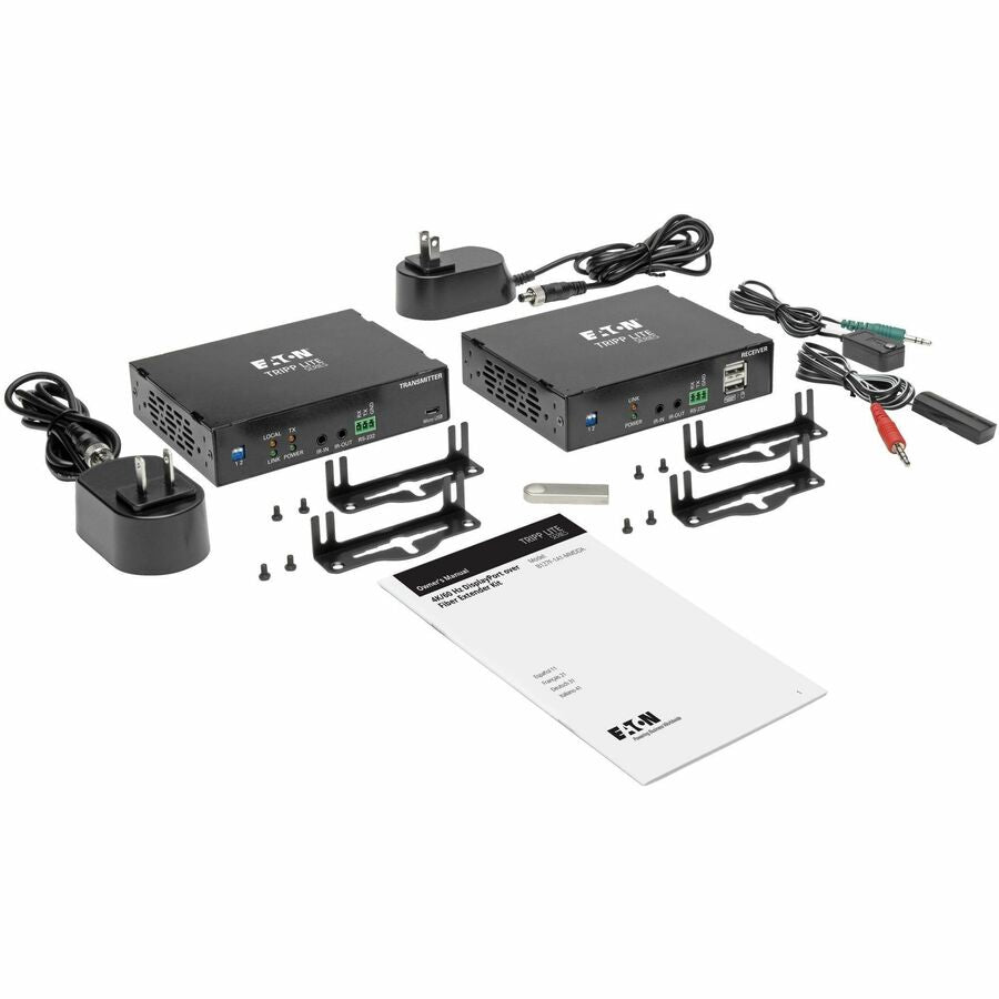 Eaton Tripp Lite Series DisplayPort over Fiber Extender Kit, Transmitter/Receiver, 4K 60 Hz, 4:4:4, RS-232, IR, Multimode LC, 985 ft. (300 m), TAA — B127F-1A1-MMDDA