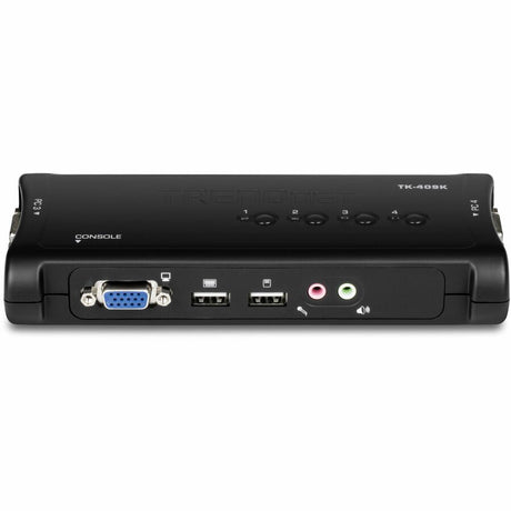 TRENDnet 4-Port USB KVM Switch With Audio, Control Up To 4 Computers, Windows, Linux, Mac OS Compliant, 2048 x 1526 VGA Resolution, Plug and Play, USB Powered, KVM Cables Included, Black, TK-409K