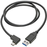 Eaton Tripp Lite Series USB-C to USB-A Cable (M/M), Right-Angle C, USB 3.2 Gen 1 (5 Gbps), Thunderbolt 3 Compatible, 3 ft. (0.91 m) — U428-003-CRA