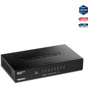 TRENDnet 8-Port Gigabit Desktop Switch, TEG-S83, 8 x Gigabit RJ-45 Ports, 16Gbps Switching Capacity, Fanless Design, Metal Enclosure, Lifetime Protection, Black — TEG-S83