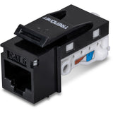 TRENDnet Cat6 Keystone Jack, 25-Pack Bundle, 90&deg; Angle Termination, Compatible with Cat5, Cat5e, & Cat6 Cabling, Color-Coded Labeling for T568B Wiring, Gold-Plated Contacts, Black, TC-K25C6BK