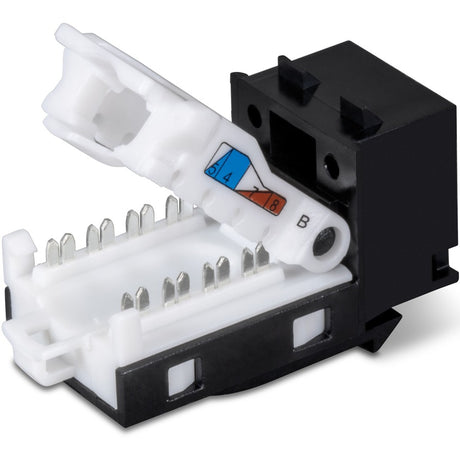 TRENDnet Cat6 Keystone Jack, 25-Pack Bundle, 90&deg; Angle Termination, Compatible with Cat5, Cat5e, & Cat6 Cabling, Color-Coded Labeling for T568B Wiring, Gold-Plated Contacts, Black, TC-K25C6BK