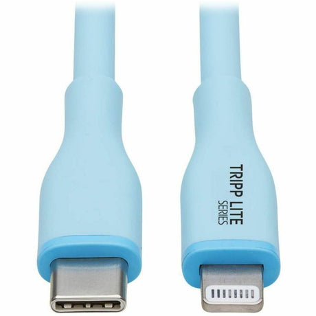 Eaton Tripp Lite Series Safe-IT USB-C to Lightning Sync/Charge Antibacterial Cable, Ultra Flexible, MFi Certified - USB 2.0 (M/M), Light Blue, 6 ft. (1.83 m) — M102AB-006-S-LB