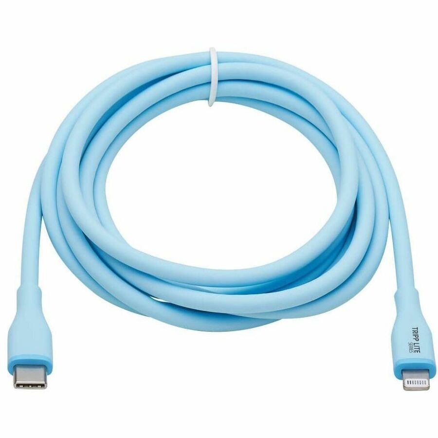 Eaton Tripp Lite Series Safe-IT USB-C to Lightning Sync/Charge Antibacterial Cable, Ultra Flexible, MFi Certified - USB 2.0 (M/M), Light Blue, 6 ft. (1.83 m) — M102AB-006-S-LB