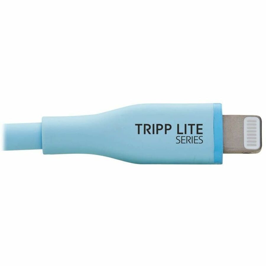 Eaton Tripp Lite Series Safe-IT USB-C to Lightning Sync/Charge Antibacterial Cable, Ultra Flexible, MFi Certified - USB 2.0 (M/M), Light Blue, 6 ft. (1.83 m) — M102AB-006-S-LB