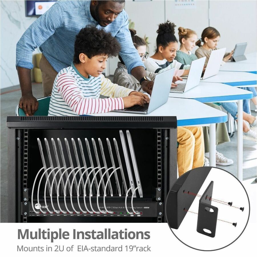 SIIG 16-port Industrial 600W USB-C PD Charging Station with 5Gbps USB Hub — ID-US0B11-S3