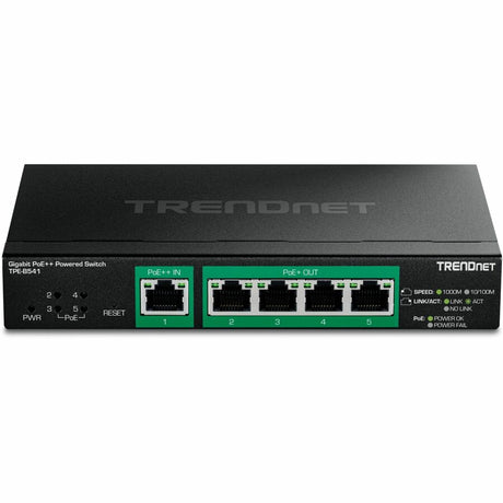 TRENDnet 5-Port Gigabit PoE++ Powered Managed Switch with PoE Passthrough, TPE-B541, 1 x Gigabit PoE++ Input, 4 x Gigabit PoE+ Output, 60W PoE Budget, NDAA TAA Compliant, Lifetime Protection — TPE-B541