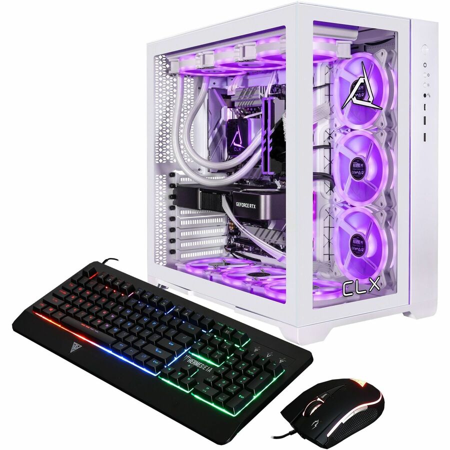 CLX SET Gaming Desktop Computer - AMD Ryzen 7 7800X3D - 64 GB - 6 TB HDD - 2 TB SSD - Mid-tower - White — TGMSETRTU5205WM