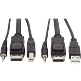 Eaton Tripp Lite Series DisplayPort KVM Cable Kit, 3 in 1 - 4K DisplayPort, USB, 3.5 mm Audio (3xM/3xM), 4:4:4, 6 ft. (1.83 m), Black — P783-006