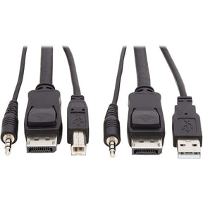 Eaton Tripp Lite Series DisplayPort KVM Cable Kit, 3 in 1 - 4K DisplayPort, USB, 3.5 mm Audio (3xM/3xM), 4:4:4, 6 ft. (1.83 m), Black — P783-006