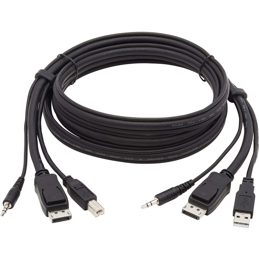 Eaton Tripp Lite Series DisplayPort KVM Cable Kit, 3 in 1 - 4K DisplayPort, USB, 3.5 mm Audio (3xM/3xM), 4:4:4, 6 ft. (1.83 m), Black — P783-006