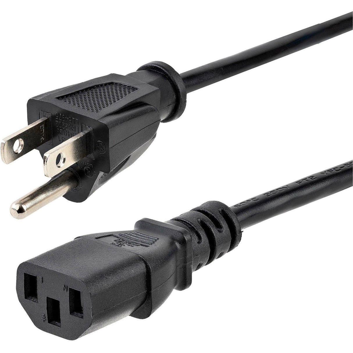 StarTech.com 25ft(7.6m) Computer Power Cord, NEMA 5-15P to C13, 10A 125V 18AWG, Black Replacement AC PC Power Cord, TV/Monitor Power Cable — PXT10125